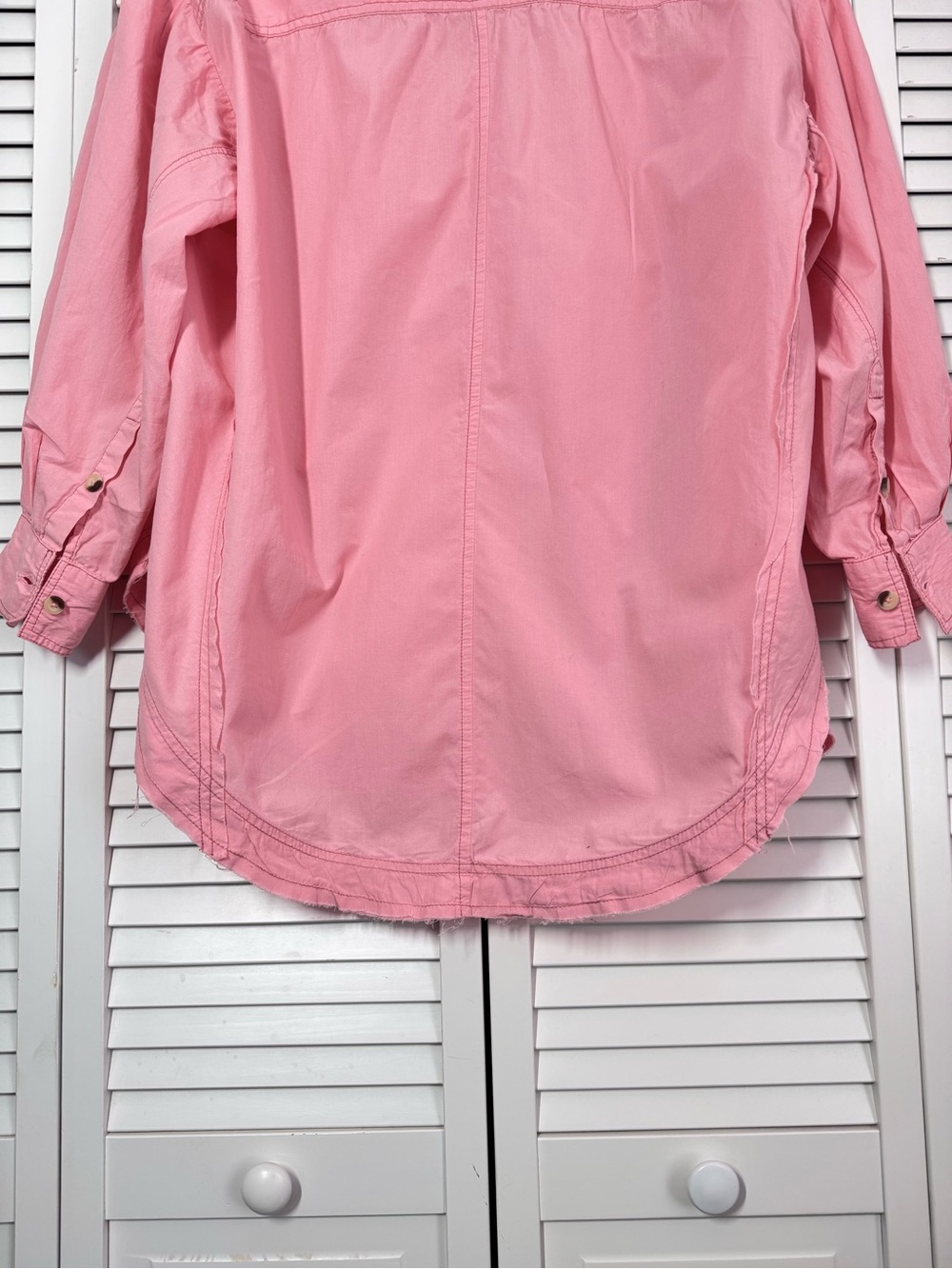We The Free Happy Hour Solid Poplin Top Pink Free People Oversized Medium - Picture 8 of 11